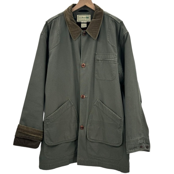 Vintage L.L. Bean Field Jacket Barn Coat Removable Flannel Lining Green XL Tall - Picture 1 of 14